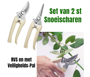 Allernieuwste.nl 2 Stuks Tuin Snoeischaar tot 15 mm - RVS - Creme