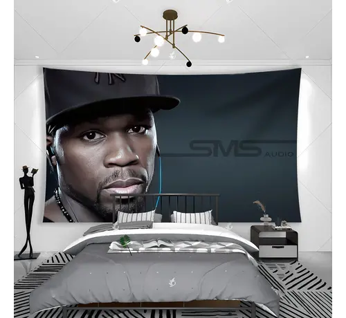 Allernieuwste.nl Allernieuwste.nl® Wandkleed HipHop Rapper 50 Cent - Kleur - 150 x 200 cm