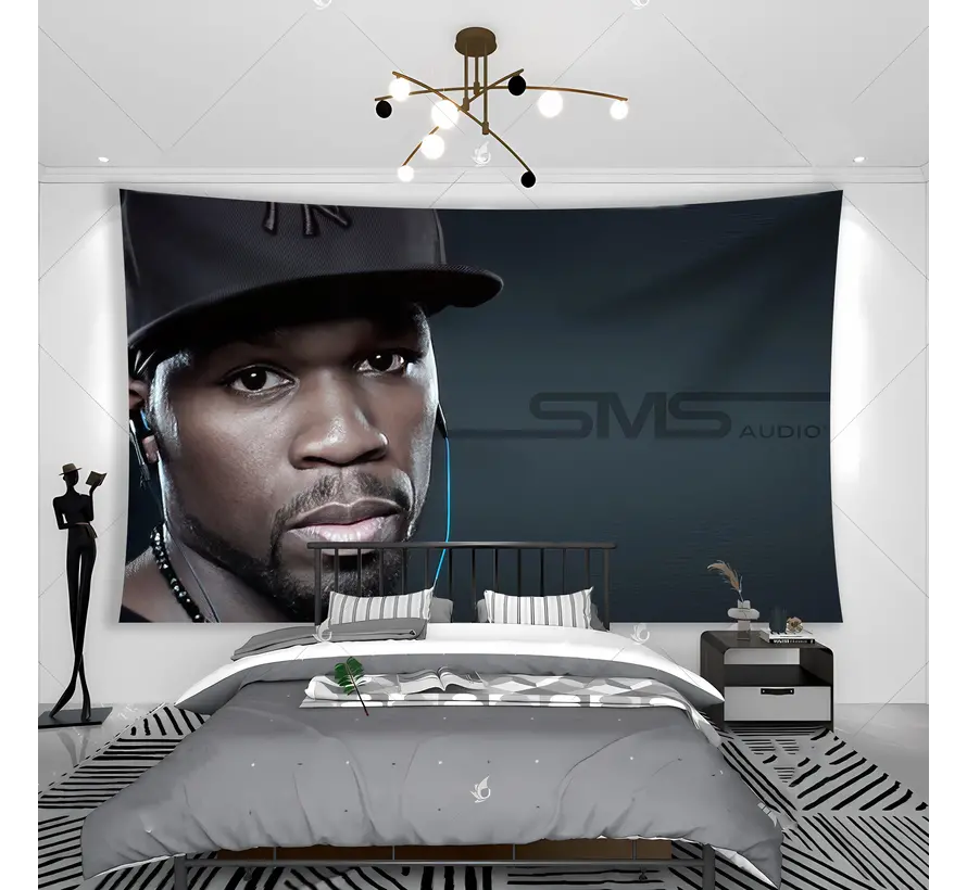 Allernieuwste.nl® Wandkleed HipHop Rapper 50 Cent - Kleur - 150 x 200 cm