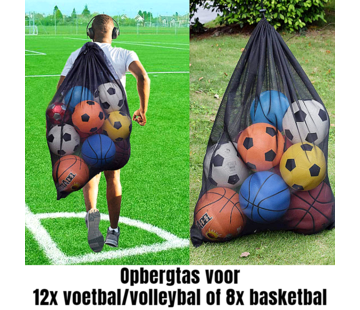 Allernieuwste.nl Opbergtas Voor 12 Voetballen, Volleyballen, Basketballen - 72 x 100 cm Zwart