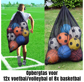 Allernieuwste.nl Opbergtas Voor 12 Voetballen, Volleyballen, Basketballen - 72 x 100 cm Zwart