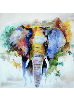 Allernieuwste.nl Canvas Schilderij Kleurige Olifant - 50 x 50 cm