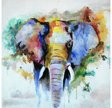 Allernieuwste.nl Canvas Schilderij Kleurige Olifant - 50 x 50 cm