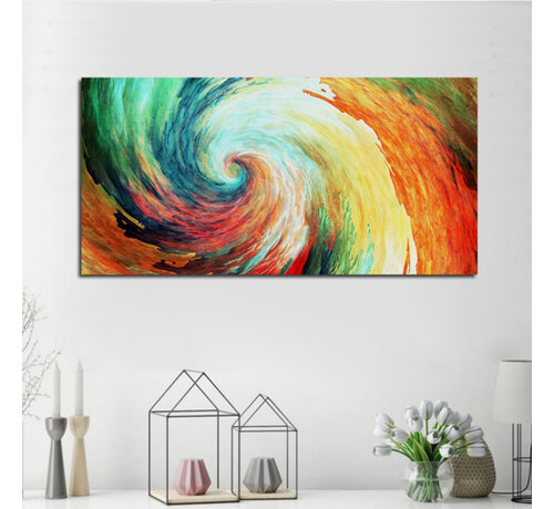 Allernieuwste.nl Allernieuwste.nl® Canvas Schilderij Spiral Art Kleuren Tornado - Kunst aan je Muur - Zwart en Goud - 40 x 80 cm