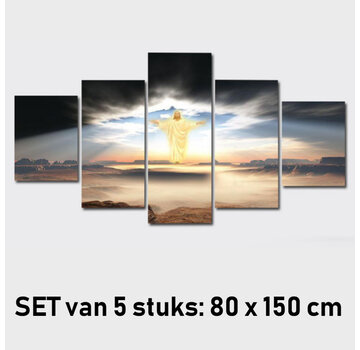 Allernieuwste.nl Canvas Schilderij 5-luik Jezus Waakt Over U - 5st 80 x 150 cm