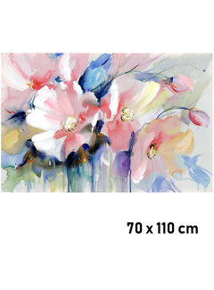 Allernieuwste.nl Canvas Schilderij Bloemen Compositie in Rose en Blauw - XL 70 x 110 cm