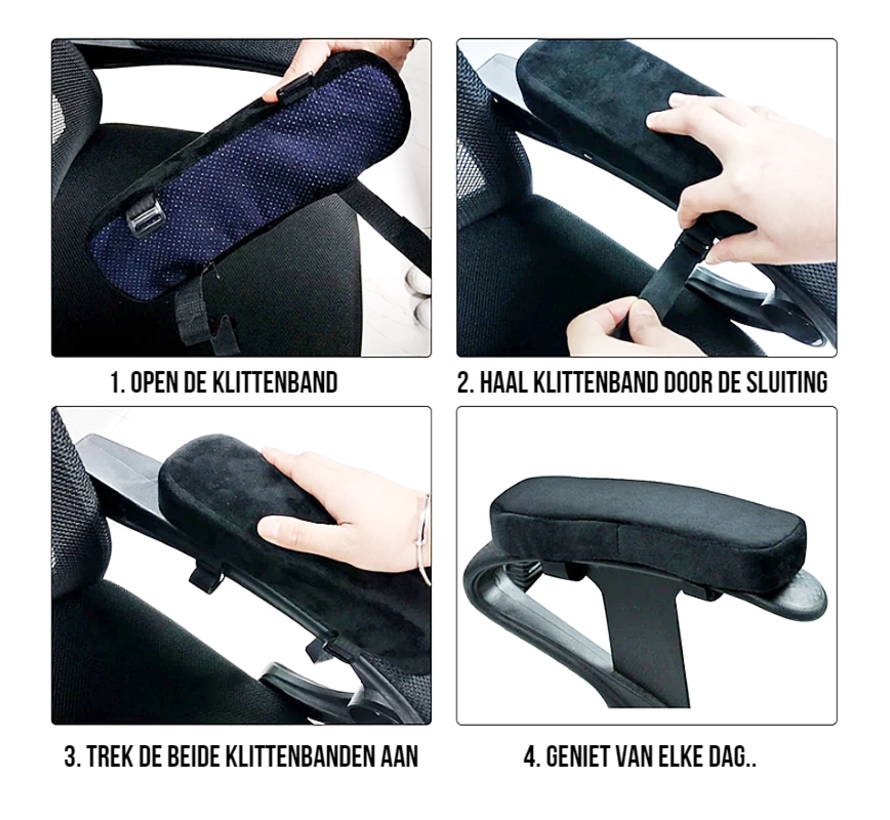 Allernieuwste.nl® 2 STUKS Rolstoel Armsteunen BLAUW Memory Foam - Anti Slip met Klittenband - Armleuning Kussen - Invalidenwagen - 2x Blauw