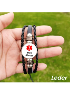 Allernieuwste.nl Armband Melk Allergie Alert - Unisex - Leer 26 x 2 cm **