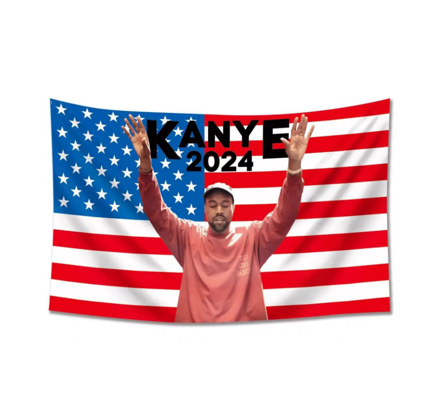 Allernieuwste.nl® Wandkleed Kanye 2024 Amerikaanse Vlag - Kleur - 70 x 100 cm