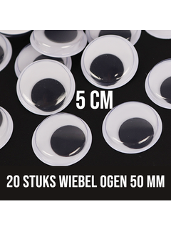 Allernieuwste.nl 20 Stuks Wiebelogen 50 mm XL - wit zwart