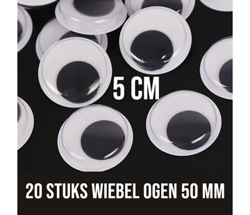 Allernieuwste.nl 20 Stuks Wiebelogen 50 mm XL - wit zwart