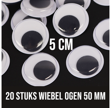 Allernieuwste.nl 20 Stuks Wiebelogen 50 mm XL - wit zwart