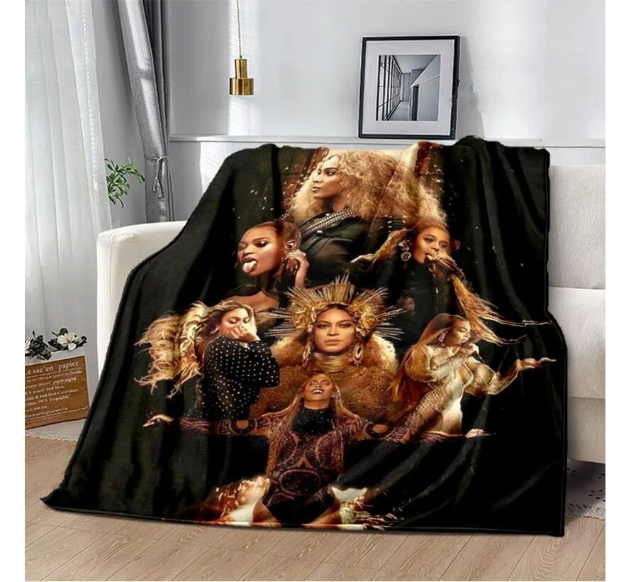 Allernieuwste.nl® Beyonce Flanel Fleece Plaid Deken - Superzachte Flanellen Pluche Deken Flannel - Beyonce - Zwart/goud 100 x 150 cm