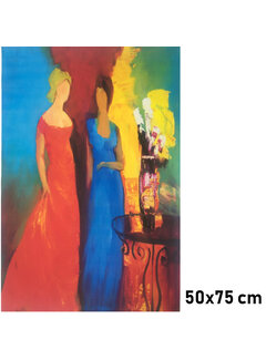 Allernieuwste.nl Canvas Schilderij Twee Dames Modern Abstract - 50 x75 cm