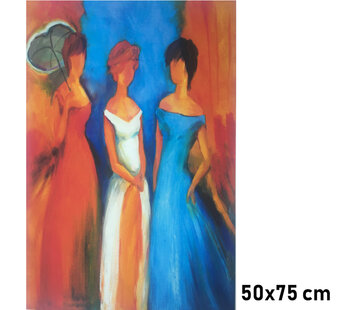 Allernieuwste.nl Canvas Schilderij Drie Dames Modern Abstract - 50 x75 cm