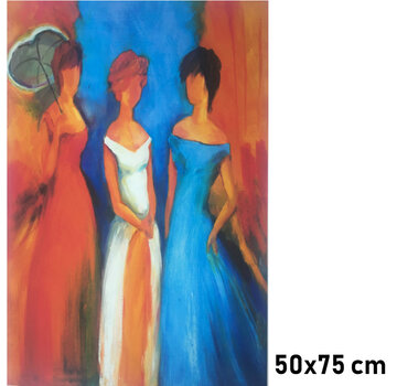Allernieuwste.nl Canvas Schilderij Drie Dames Modern Abstract - 50 x75 cm