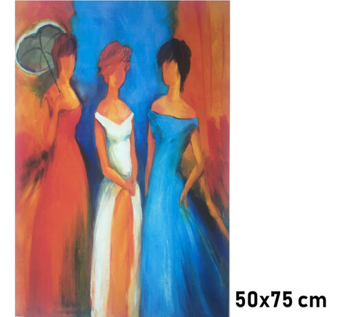 Allernieuwste.nl Allernieuwste.nl® Canvas Schilderij Drie Dames Modern Abstract - Kunst aan je Muur - Modern Abstract Minimalistisch - veelkleurig - 50 x75 cm