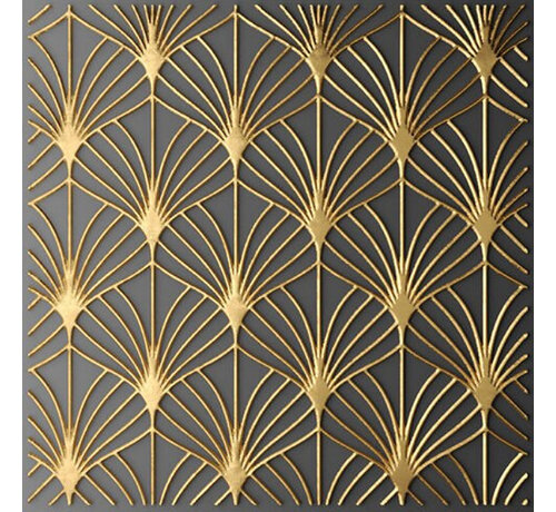 Allernieuwste.nl Allernieuwste.nl® Canvas Schilderij Industrieel Retro Patroon Goud Zwart - Kunst aan je Muur - Industrieel Retro - Goud-Zwart - 60 x 60 cm