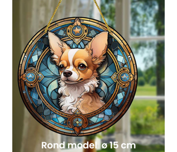 Allernieuwste.nl Ronde Raamhanger Raamdecoratie Lieve Chihuahua met Ophangtouw - 15 cm