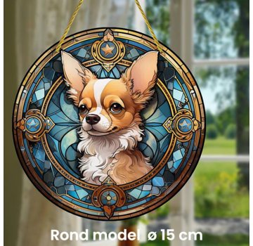 Allernieuwste.nl Ronde Raamhanger Raamdecoratie Lieve Chihuahua met Ophangtouw - 15 cm