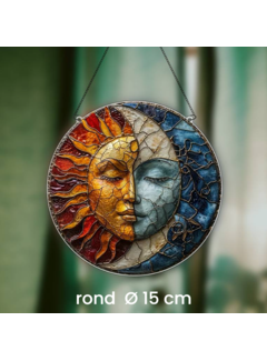 Allernieuwste.nl Ronde Raamhanger Raamdecoratie Zon Ying Yang Boho met Ketting - 15 cm