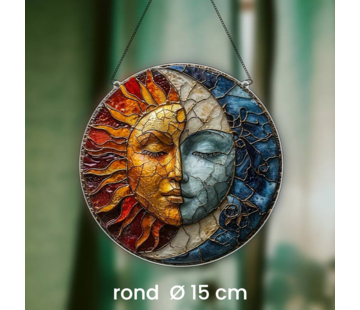 Allernieuwste.nl Ronde Raamhanger Raamdecoratie Zon Ying Yang Boho met Ketting - 15 cm