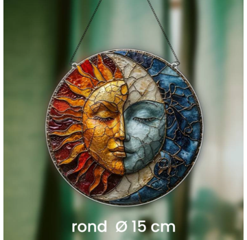 Allernieuwste.nl Ronde Raamhanger Raamdecoratie Zon Ying Yang Boho met Ketting - 15 cm