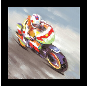 Allernieuwste.nl Canvas Schilderij Motorracer Abstract Motorsport - 60 x 60 cm