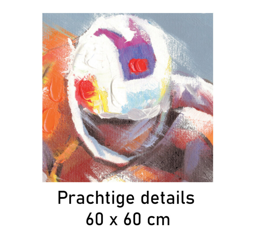 Allernieuwste.nl® Canvas Schilderij Motorracer Abstract Motorsport - Kunst aan je Muur - Abstract Modern Graffiti - kleur - 60 x 60 cm
