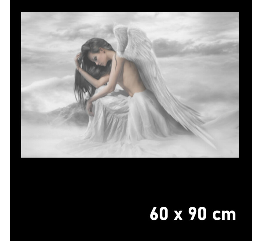Allernieuwste.nl® Canvas Schilderij * Engel in de Wolken * - Kunst aan je Muur - Romantisch - kleur - 60 x 90 cm