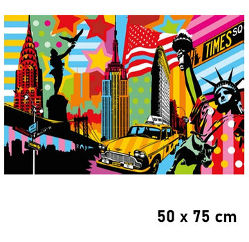 Allernieuwste.nl Canvas Schilderij PopArt New York City USA - 50 x 75 cm