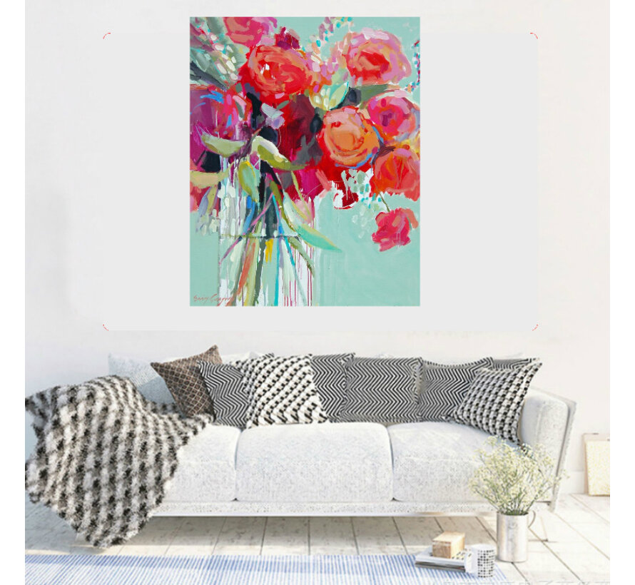 Allernieuwste.nl® Canvas Schilderij Modern Abstract Bloemen Stilleven - Kunst aan je Muur - Abstract Modern - kleur - 50 x 75 cm