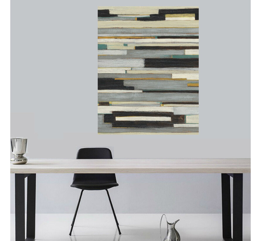 Allernieuwste.nl® Canvas Schilderij Modern Abstract Hout - Kunst -Modern - Natuur - Grijs - Reproductie - Poster - 50 x 75 cm - Kleur