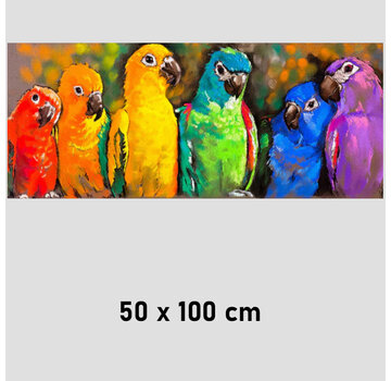 Allernieuwste.nl Canvas Schilderij Kleurrijke Papegaaien - 50 x 100 cm