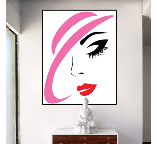 Allernieuwste.nl Allernieuwste.nl® Canvas Schilderij Moderne Vrouw in Rose-Rood-Zwart - Kunst aan je Muur - Modern Abstract - Kleur - 50 x 65 cm