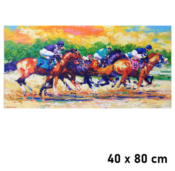 Allernieuwste.nl Canvas Schilderij Paardensport Racing - 40 x 80 cm