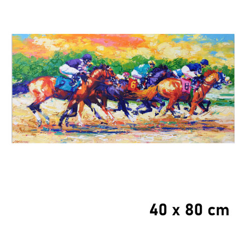 Allernieuwste.nl Allernieuwste.nl® Canvas Schilderij * Paardensport Racing * - Kunst aan je Muur - Modern - Kleur - 40 x 80 cm