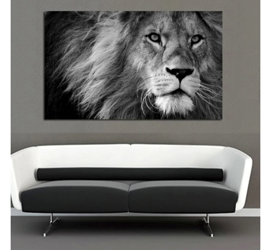 Allernieuwste.nl® Canvas Schilderij Leeuwenkop Met Manen - Kunst aan je Muur - Modern - Kleur - 50 x 80 cm