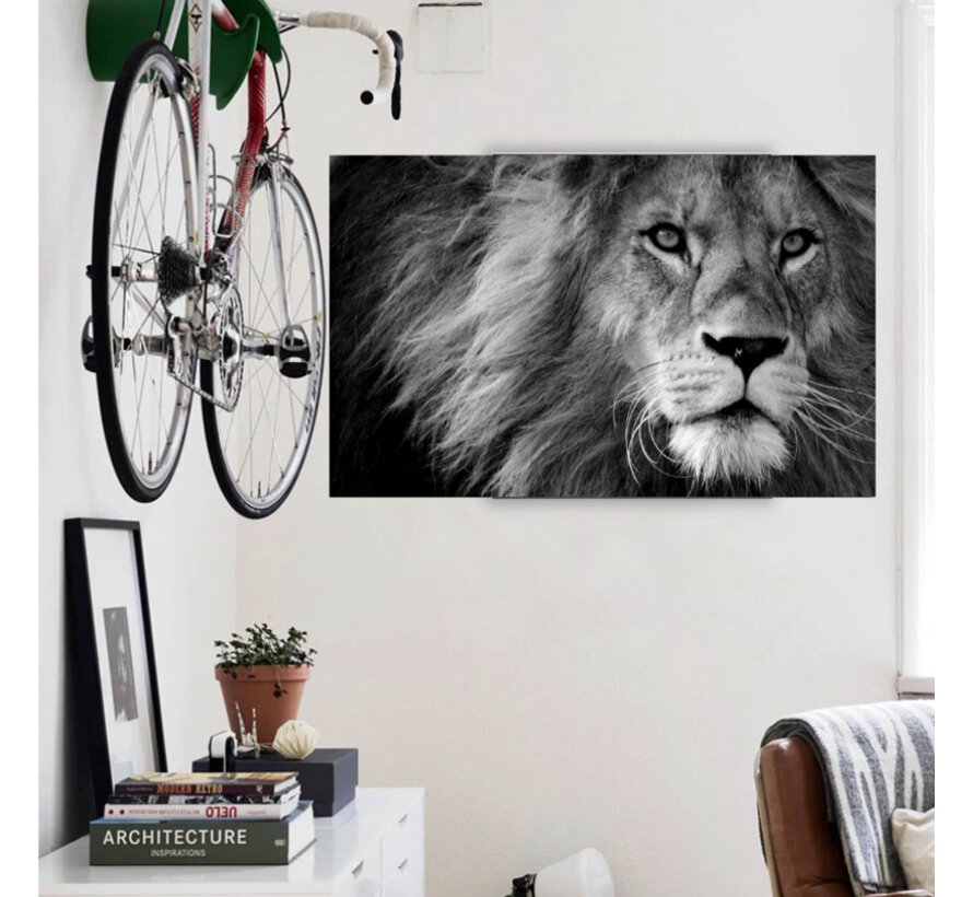 Allernieuwste.nl® Canvas Schilderij Leeuwenkop Met Manen - Kunst aan je Muur - Modern - Kleur - 50 x 80 cm
