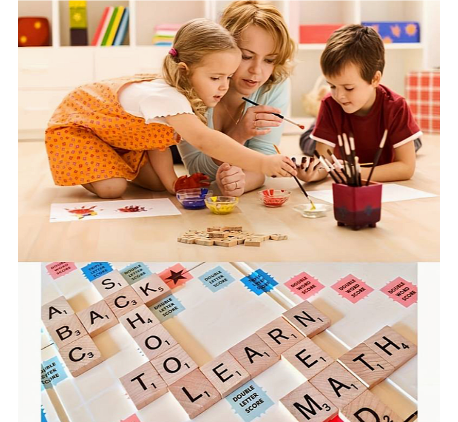 Allernieuwste.nl® 125 STUKS Houten Scrabble Letters met Letterwaarde - Alfabet Spel Letters Hout %%