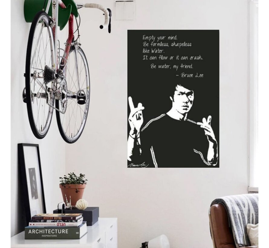 Allernieuwste.nl® Canvas Schilderij Bruce Lee Water-Motivatie - Kunst aan je Muur - Zwart Wit - 40 x 60 cm