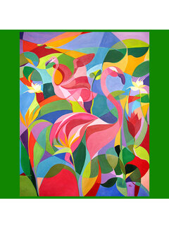 Allernieuwste.nl Canvas Schilderij Flamingo Modern Abstract - 50 x 80 cm