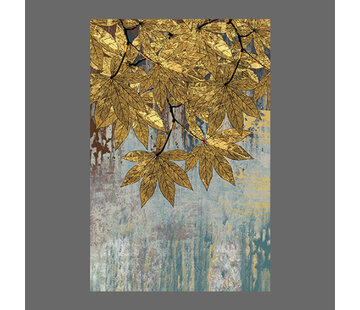 Allernieuwste.nl Canvas Schilderij Gouden Herfstblad - 60 x 90 cm