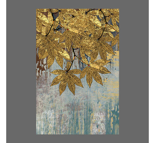 Allernieuwste.nl Allernieuwste.nl® Canvas Schilderij Gouden Herfstblad - Kunst aan je Muur - Modern Abstract - Kleur - 60 x 90 cm