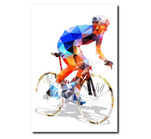Allernieuwste.nl Allernieuwste.nl® Canvas Schilderij WIELRENNER - Kunst aan je Muur - Wielersport - Wielrennen - Veelkleurig - 50 x 75 cm