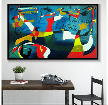 Allernieuwste.nl Canvas Schilderij Joan Miro La couleur des Rêves -Les Chaussons Verts - 50 x 90 cm
