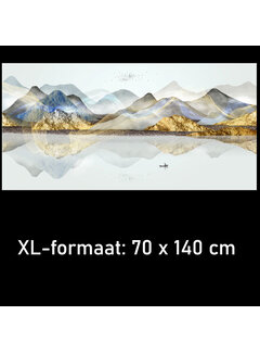 Allernieuwste.nl Canvas Schilderij Bergen en Water - 70 x 140 cm