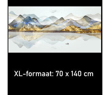 Allernieuwste.nl Canvas Schilderij Bergen en Water - 70 x 140 cm
