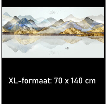 Allernieuwste.nl Canvas Schilderij Bergen en Water - 70 x 140 cm