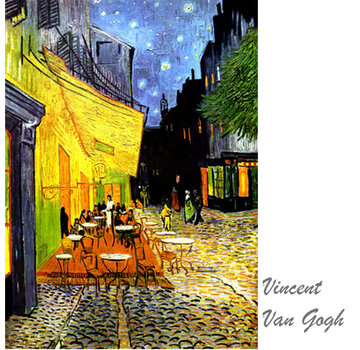 Allernieuwste.nl Canvas Schilderij Vincent Van Gogh - Caféterras Bij Nacht - 60 x 90 cm